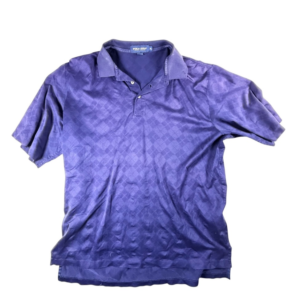 Polo Golf Ralph Lauren Polo Shirt Mens XL Purple Good Argyle Diamond Jacquard - Picture 1 of 5